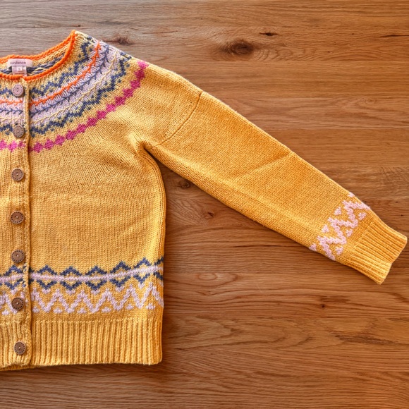 Sundance Fireside Fair Isle Yellow Cardigan Sweater Size S - Picture 7 of 9